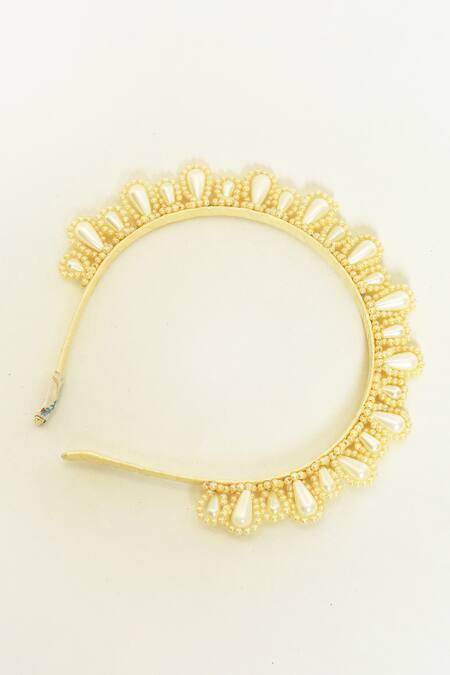 Choko_White Iris Jewelled Hairband_Online_at_Aza_Fashions