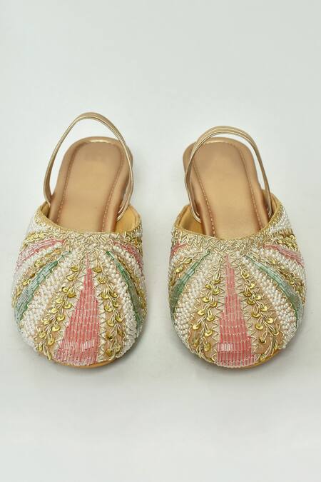 Naintara Bajaj_Pink Embellished Mule Transparent Block Heels_Online_at_Aza_Fashions