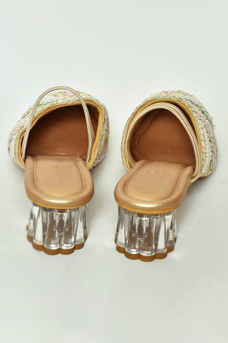 Shop_Naintara Bajaj_Pink Embellished Mule Transparent Block Heels_Online_at_Aza_Fashions