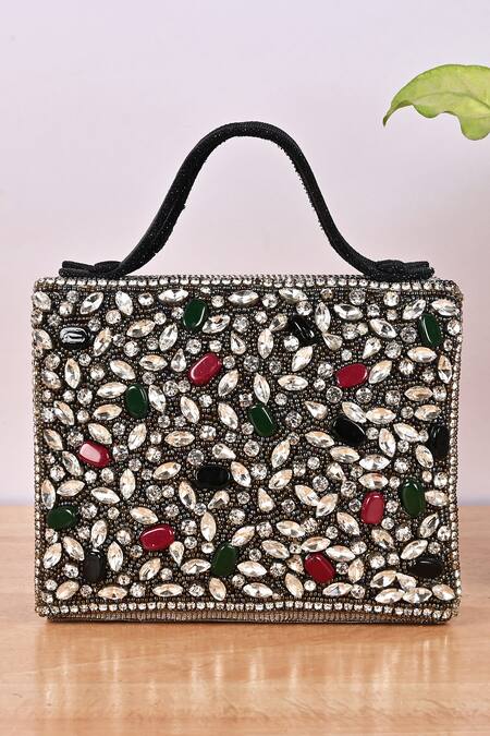 Soniya G_Multi Color Embellished Stone Rectangle Shaped Clutch_Online_at_Aza_Fashions