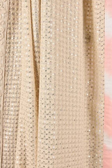 Soniya G_Cream Embroidery Lucknowi Shawl_Online_at_Aza_Fashions