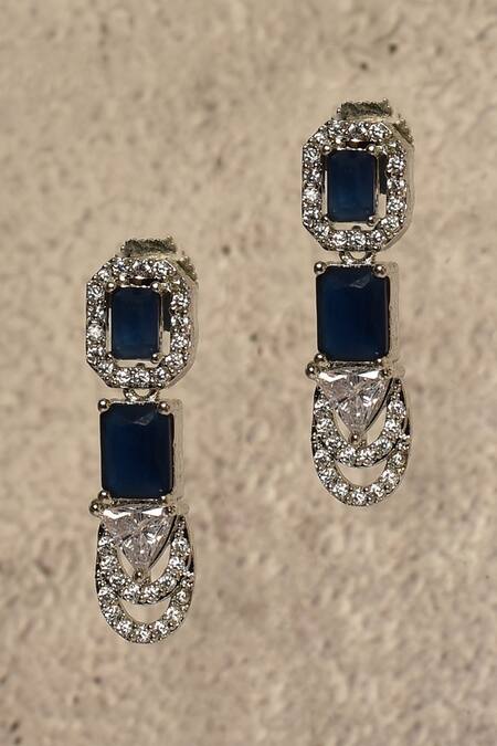 Shop_Nazaakat By Samara Singh_Blue Geometric Shaped Choker Set_Online_at_Aza_Fashions