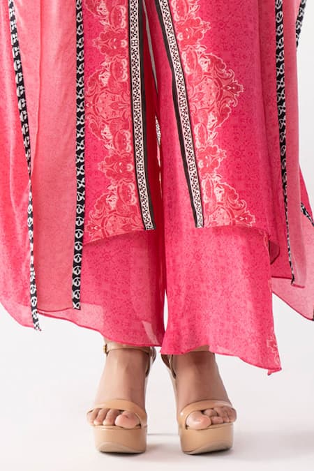 Buy Chhavvi Aggarwal Pink Crepe Embroidery Round Neck Floret Pattern Kaftan And Palazzo Set Online at Aza Fashions Buy_Chhavvi Aggarwal_Pink Crepe Embroidery Round Neck Floret Pattern Kaftan And Palazzo Set_Online_at_Aza_Fashions
