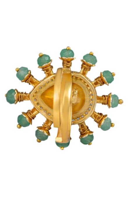 Osvag India_Gold Plated Diamonds, Stones Tear Drop Shaped Ring _Online_at_Aza_Fashions