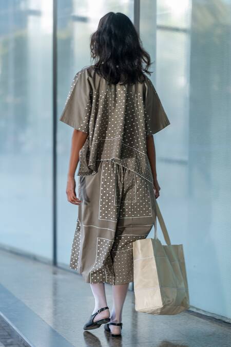 Buy Leh Studios White Cotton Embroidery Round Neck Dots Handkerchief T-shirt Online at Aza Fashions Buy_Leh Studios_White Cotton Embroidery Round Neck Dots Handkerchief T-shirt_Online_at_Aza_Fashions