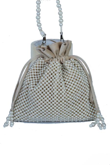 Nayaab By Sonia Ivory Pearls Nacre Embroidered Potli Bag Online at Aza Fashions Nayaab By Sonia_Ivory Pearls Nacre Embroidered Potli Bag _Online_at_Aza_Fashions