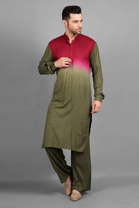 Soniya G_Maroon Velvet, Silk Embroidery Printed Sherwani Set _Online_at_Aza_Fashions