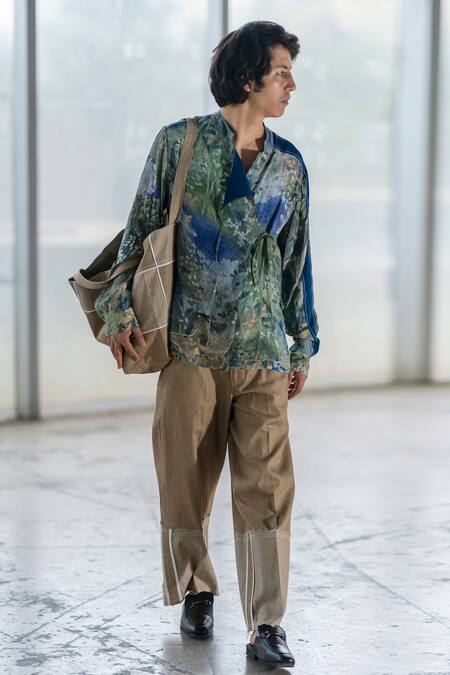 Buy Leh Studios Beige Cotton Canvas Twill Plain Wide Hem Fold Pant Online at Aza Fashions Buy_Leh Studios_Beige Cotton Canvas Twill Plain Wide Hem Fold Pant _Online_at_Aza_Fashions