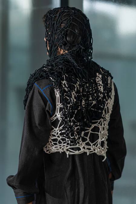 Buy_Leh Studios_White Cotton Hand Knitted Tee_Online_at_Aza_Fashions