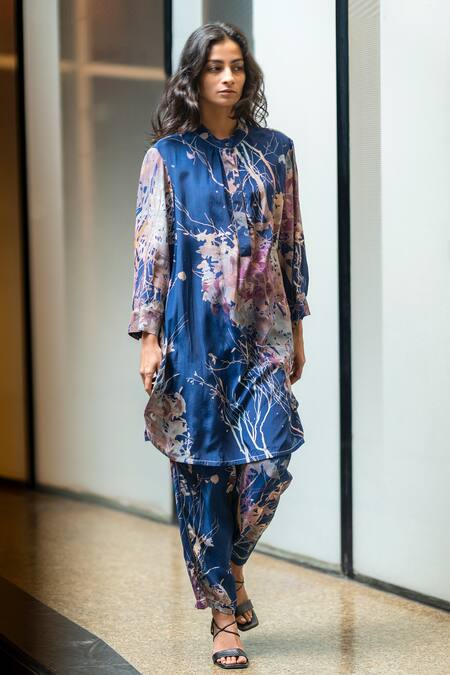 Leh Studios Blue Viscose Evening Canope Print Pyjama Pant Online at Aza Fashions Leh Studios_Blue Viscose Evening Canope Print Pyjama Pant _Online_at_Aza_Fashions