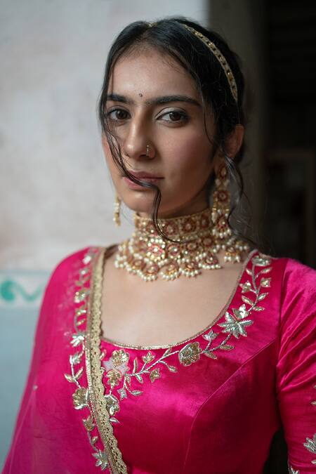 Buy Sheela Suthar Multi Color Gabardine, Silk, Gingham Embroidery Scoop Neck Panelled Lehenga Set Online at Aza Fashions Buy_Sheela Suthar_Multi Color Gabardine, Silk, Gingham Embroidery Scoop Neck Panelled Lehenga Set _Online_at_Aza_Fashions