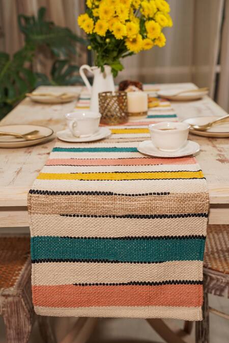 The Kargha Story_Multi Color 100% Natural Cotton Candy Crossing Table Runner_Online_at_Aza_Fashions