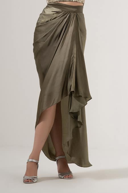 Buy Amrta By Guneet Kondal Green Viscose, Satin Beads Sweetheart Neck Embroidered Bustier And Skirt Set Online at Aza Fashions Buy_Amrta By Guneet Kondal_Green Viscose, Satin Beads Sweetheart Neck Embroidered Bustier And Skirt Set _Online_at_Aza_Fashions