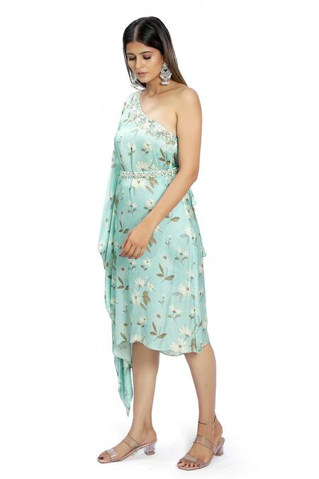 Buy Vana Ethnics Blue Satin, Viscose Floral, Mirror Asymmetric Print Kaftan Online at Aza Fashions Buy_Vana Ethnics_Blue Satin, Viscose Floral, Mirror Asymmetric Print Kaftan _Online_at_Aza_Fashions