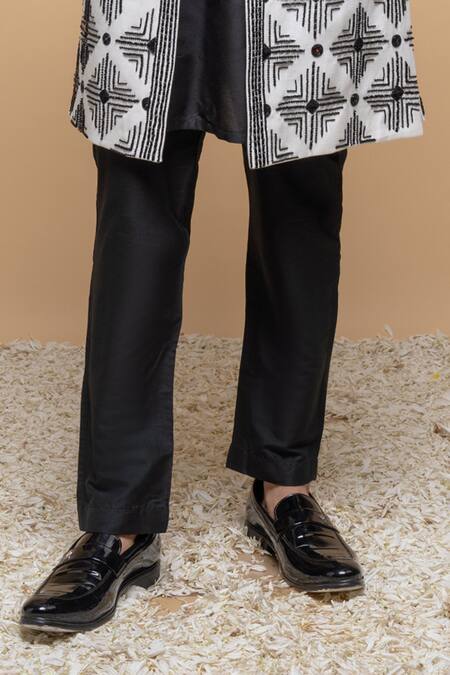 Sanjev Marwaaha Ivory Cotton, Silk Crystals, Embroidery Geometric Bandhgala Set Online at Aza Fashions Sanjev Marwaaha_Ivory Cotton, Silk Crystals, Embroidery Geometric Bandhgala Set_Online_at_Aza_Fashions