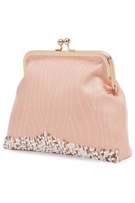 Buy_Richa Gupta_Pink Embroidery Bead Clutch With Sling _Online_at_Aza_Fashions