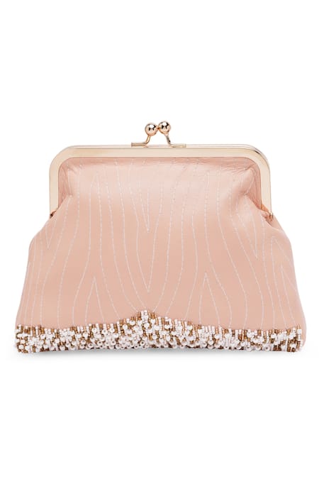 Shop_Richa Gupta_Pink Embroidery Bead Clutch With Sling _Online_at_Aza_Fashions