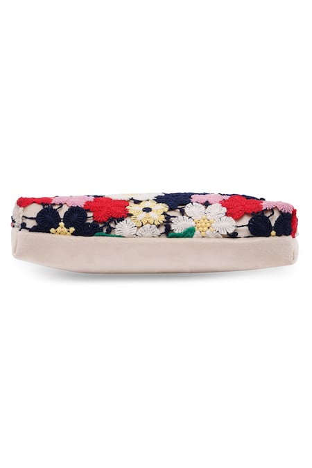 Buy_Richa Gupta_Multi Color Embroidery Crochet Clutch With Sling 