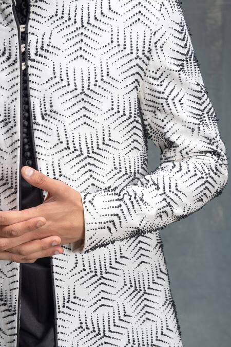 Buy Sanjev Marwaaha Ivory Cotton, Silk Crystals, Embroidery 3d Embellished Jacket Kurta Set Online at Aza Fashions Buy_Sanjev Marwaaha_Ivory Cotton, Silk Crystals, Embroidery 3d Embellished Jacket Kurta Set_Online_at_Aza_Fashions