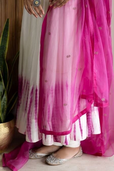 Cupid Cotton Off White Silk, Cotton, Chiffon Embroidery, Cut Work Round Flower Anarkali Set Online at Aza Fashions Cupid Cotton_Off White Silk, Cotton, Chiffon Embroidery, Cut Work Round Flower Anarkali Set _Online_at_Aza_Fashions