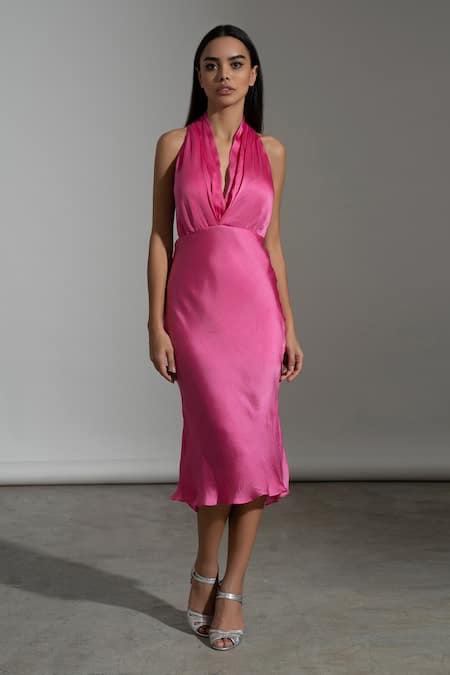 Shop beautiful Olive Satin Midi Dress Online | The Realb