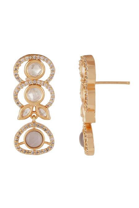 Shop_ChhavI'S Jewels_Purple Kundan, Polki And Stones Pear Shaped Cut Work Choker Necklace Set_Online_at_Aza_Fashions