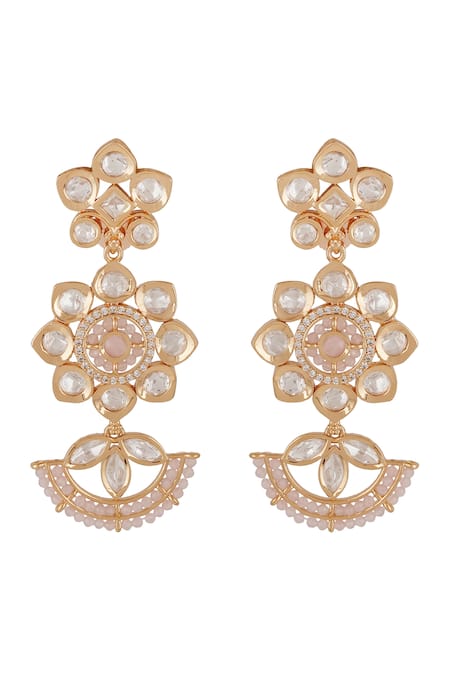 Buy_ChhavI'S Jewels_Pink Diamonds, Stones Floral Cut Work Choker Necklace Set_Online_at_Aza_Fashions