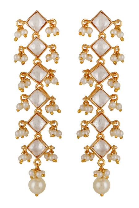 Buy_ChhavI'S Jewels_White Stones, Pearls, Embroidery Embellished Choker Necklace Set_Online_at_Aza_Fashions