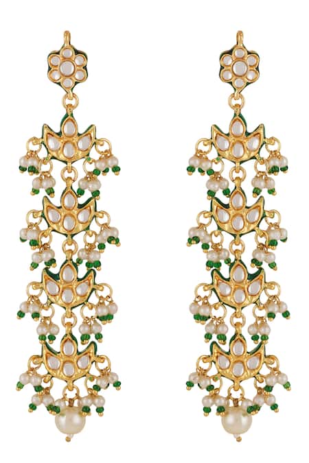 Buy_ChhavI'S Jewels_White Diamonds, Pearls, Stones And Kundan Embellished Long Necklace Set _Online_at_Aza_Fashions