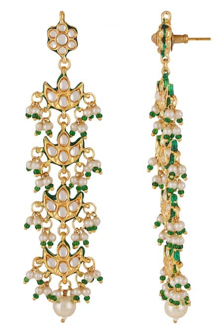 Shop_ChhavI'S Jewels_White Diamonds, Pearls, Stones And Kundan Embellished Long Necklace Set _Online_at_Aza_Fashions