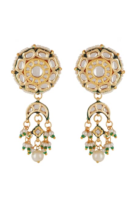 Buy_ChhavI'S Jewels_White Diamonds, Pearls And Kundan Embellished Choker Necklace Set _Online_at_Aza_Fashions