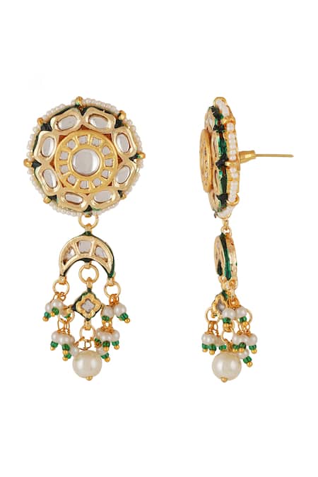 Shop_ChhavI'S Jewels_White Diamonds, Pearls And Kundan Embellished Choker Necklace Set _Online_at_Aza_Fashions