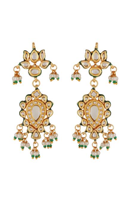 Buy_ChhavI'S Jewels_White Diamonds, Pearls And Kundan Embellished Layered Necklace Set _Online_at_Aza_Fashions