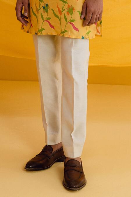 Drishti & Zahabia_Yellow , Satin, Silk Floral Print Kurta Set _Online_at_Aza_Fashions