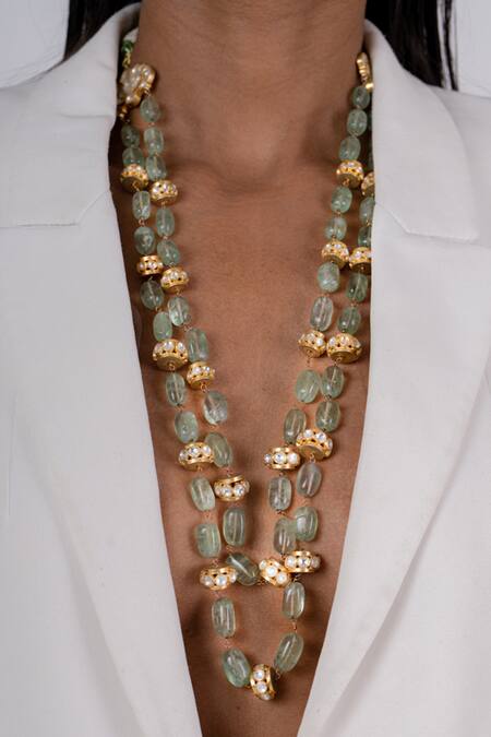 Osvag India_Gold Plated Bead Layered Necklace _Online_at_Aza_Fashions