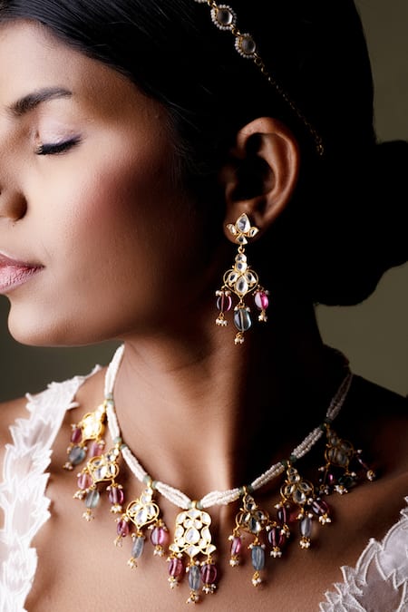 Buy_Osvag India_Gold Plated Beads Embellished Choker Set _Online_at_Aza_Fashions