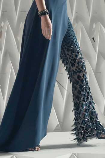 Buy_Rohit Gandhi + Rahul Khanna_Blue Tulle Sequins, Crystals Fornix Embroidered Trousers _Online_at_Aza_Fashions