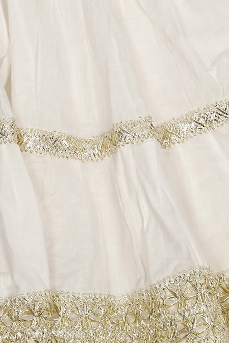 Shop_Yuvraani Jaipur_Green Cotton Gota Patti, Embroidery, Tassels Printed Kurta Sharara Set _Online_at_Aza_Fashions