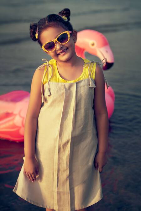 Buy Little Luxury Beige Linen Tie Up Strappy Dress Online at Aza Fashions Buy_Little Luxury_Beige Linen Tie Up Strappy Dress _Online_at_Aza_Fashions