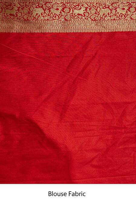 Buy_Taba Kashi By Artika Shah_Red Kota Doria Embroidery Handloom Shikargah Jaal Woven Saree 