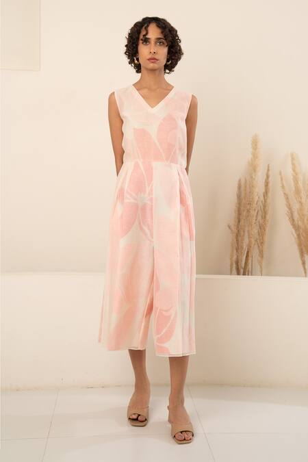 Shop Arcvsh By Pallavi Singh Pink Organza, Chanderi Embroidery Sheer Floral Bloom Print Jacket With Jumpsuit Online at Aza Fashions Shop_Arcvsh By Pallavi Singh_Pink Organza, Chanderi Embroidery Sheer Floral Bloom Print Jacket With Jumpsuit _Online_at_Aza_Fashions