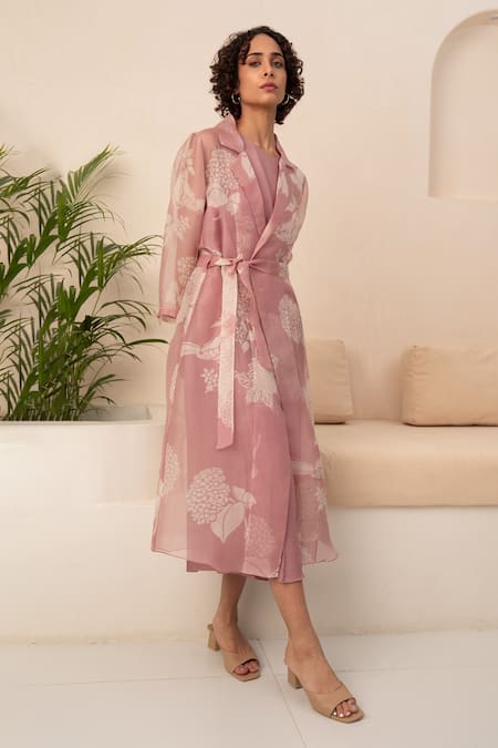 Shop Arcvsh By Pallavi Singh Purple Organza, Bamboo Embroidery Flower Bouquet Print Jacket With Jumpsuit Online at Aza Fashions Shop_Arcvsh By Pallavi Singh_Purple Organza, Bamboo Embroidery Flower Bouquet Print Jacket With Jumpsuit _Online_at_Aza_Fashions