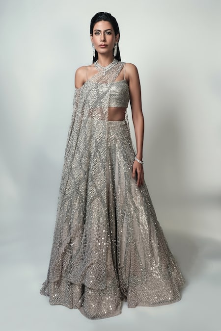 Rohit Gandhi + Rahul Khanna_Purple Clerest Embellished Cape _Online_at_Aza_Fashions