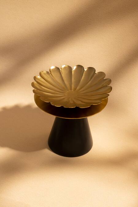 Buy_Kaksh Studio_Gold Metal And Marble & T-light Holder - Set Of 2_Online_at_Aza_Fashions