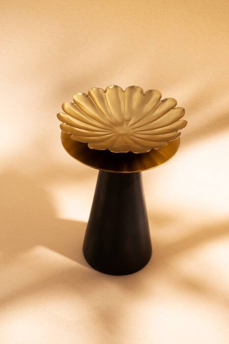 Shop_Kaksh Studio_Gold Metal And Marble & T-light Holder - Set Of 2_Online_at_Aza_Fashions