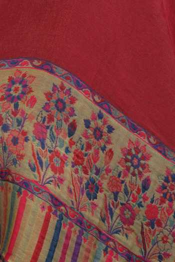 Buy_Dusala_Red Handwoven Cashmere Reversible Palla Zari Stole_Online_at_Aza_Fashions