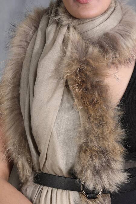 Shop Dusala Beige Handwoven Cashmere Wool Solid Stole Online at Aza Fashions Shop_Dusala_Beige Handwoven Cashmere Wool Solid Stole _Online_at_Aza_Fashions