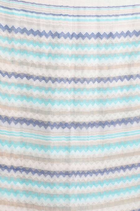 Shop_Dusala_Blue Woven Cashmere Fine Wool Zig Zag Stole_Online_at_Aza_Fashions