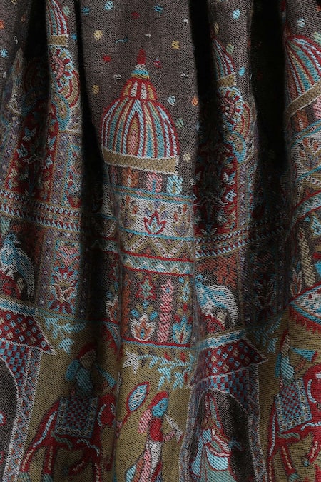 Shop_Dusala_Black Handwoven Cashmere Woollen Stole _Online_at_Aza_Fashions