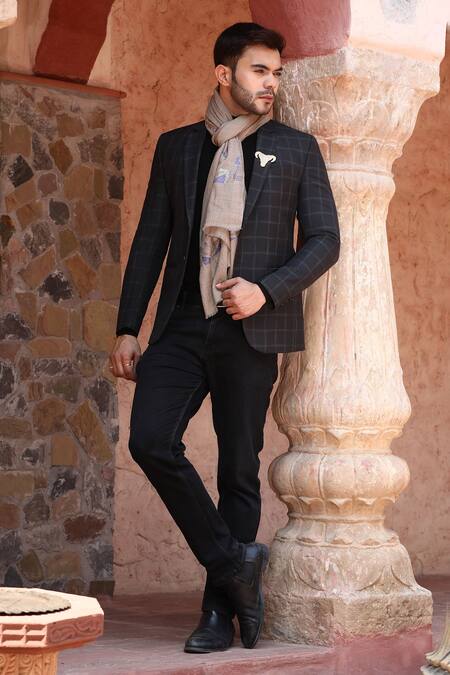 Buy Dusala Grey Embroidered Handwoven Cashmere Fine Wool Stone Work Stole Online at Aza Fashions Buy_Dusala_Grey Embroidered Handwoven Cashmere Fine Wool Stone Work Stole_Online_at_Aza_Fashions